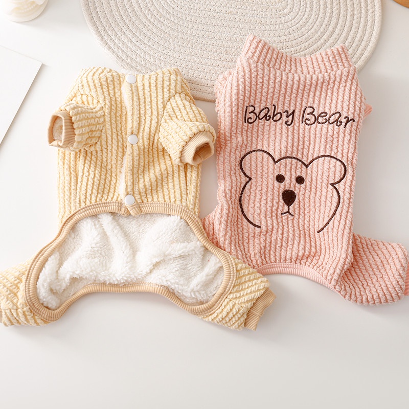 Áo Thun Cotton Lót Lông Cừu Giữ Ấm Mùa Thu Đông Cho Thú Cưng Teddy Bichon Pomeranian Yorkshire