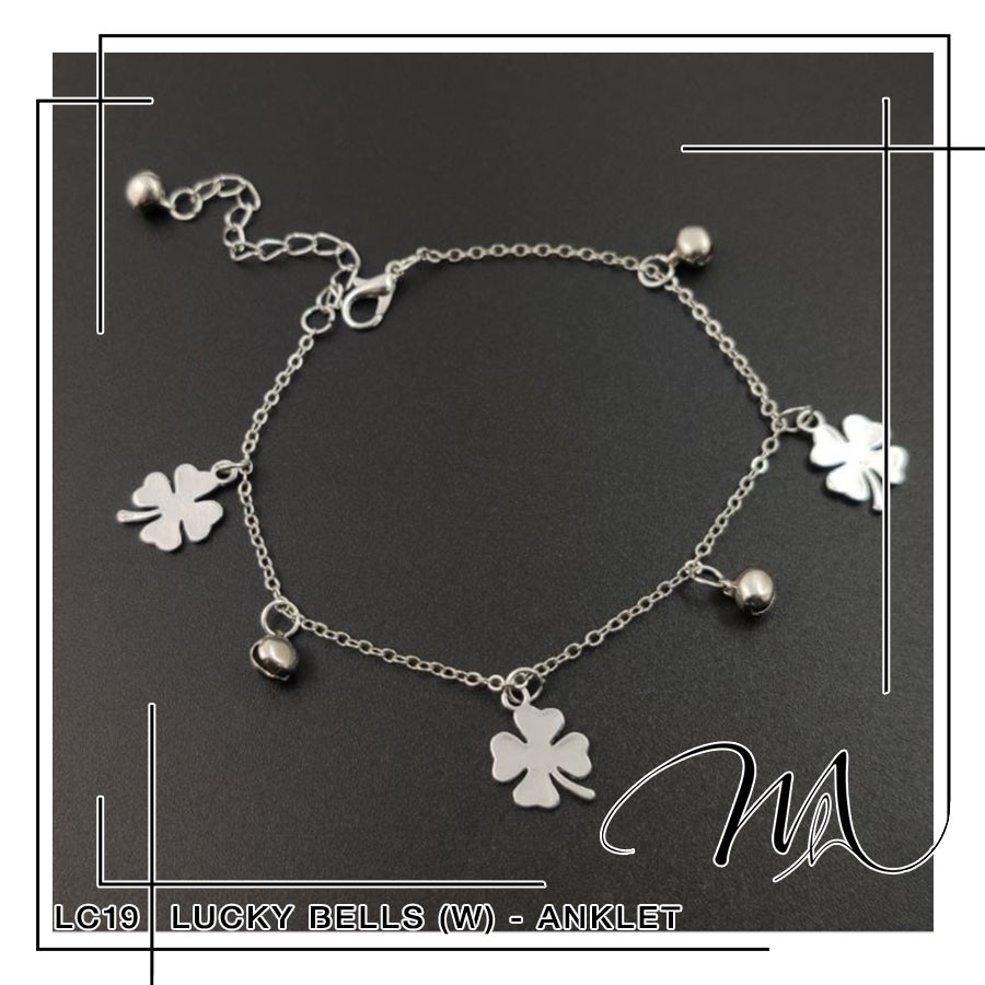 Lắc chân nữ có chuông lục lạc phối cỏ bốn lá may mắn dễ thương Titan không gỉ - LC19 | BigBuy360 - bigbuy360.vn