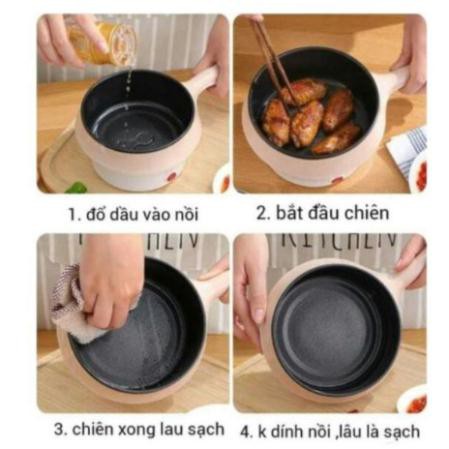 Nồi lẩu 2 tầng mini kiêm chảo điện và nồi hấp đa năng