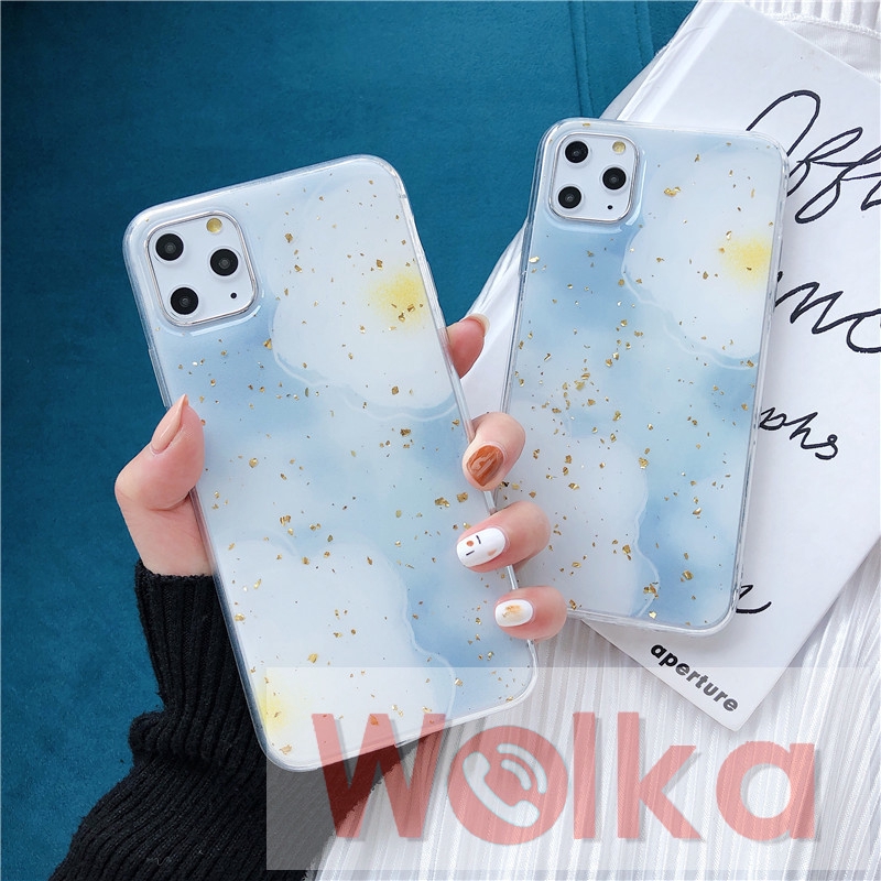 Ốp lưng bằng nhựa mềm họa tiết lá vàng lấp lánh cho iPhone 6s 6 7 8 Plus 11 Pro Max X XR XS Max iPhone 12 Pro Max 12Mini | BigBuy360 - bigbuy360.vn