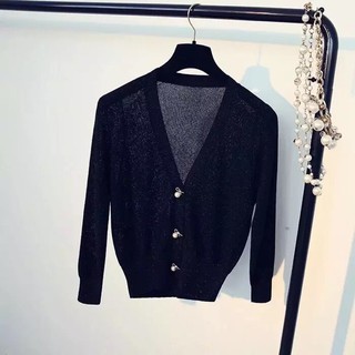 (Order-M) Ulzzang Áo cardigan len cúc ngọc