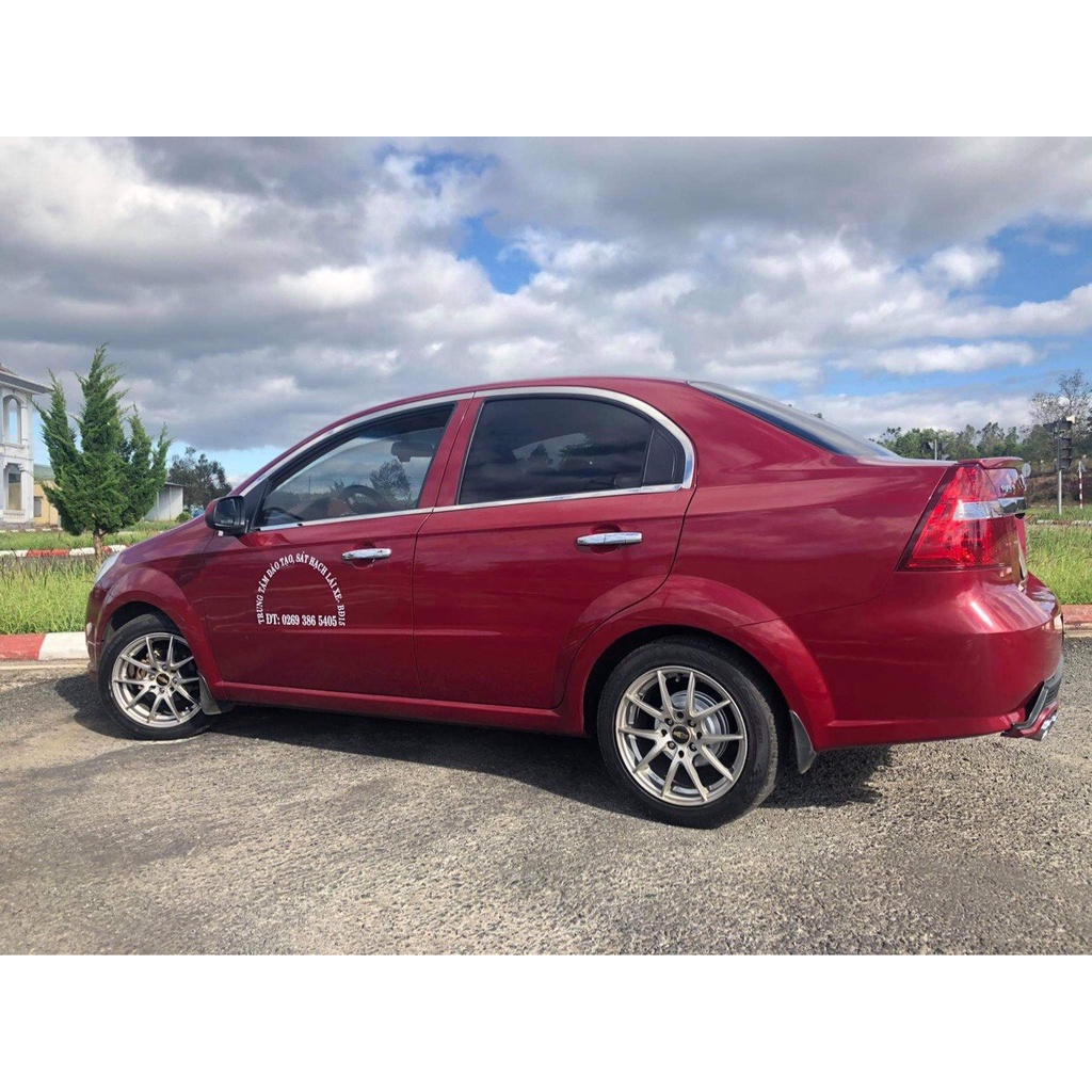 Bộ ốp nẹp viền cong kính + chân kính INOX xe Daewoo Gentra, Chevrolet Aveo