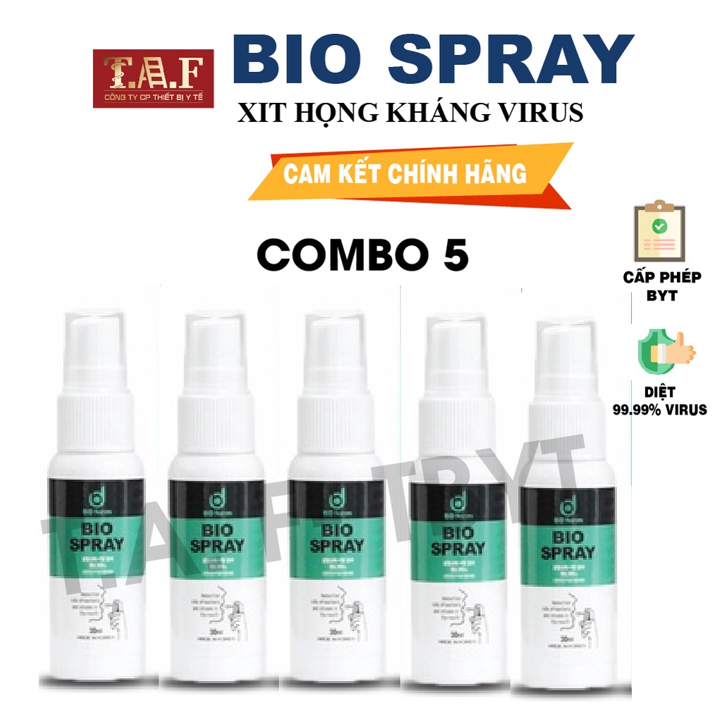 COMBO 5 chai xịt họng Bio Spray trẻ em kháng khuẩn 30 ml dùng cho mọi lứa tuổi