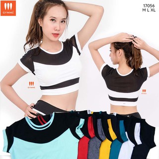 ÁO CROPTOP TẬP GYM YOGA TAY NGẮN PHỐI LƯỚI GYMME 17056