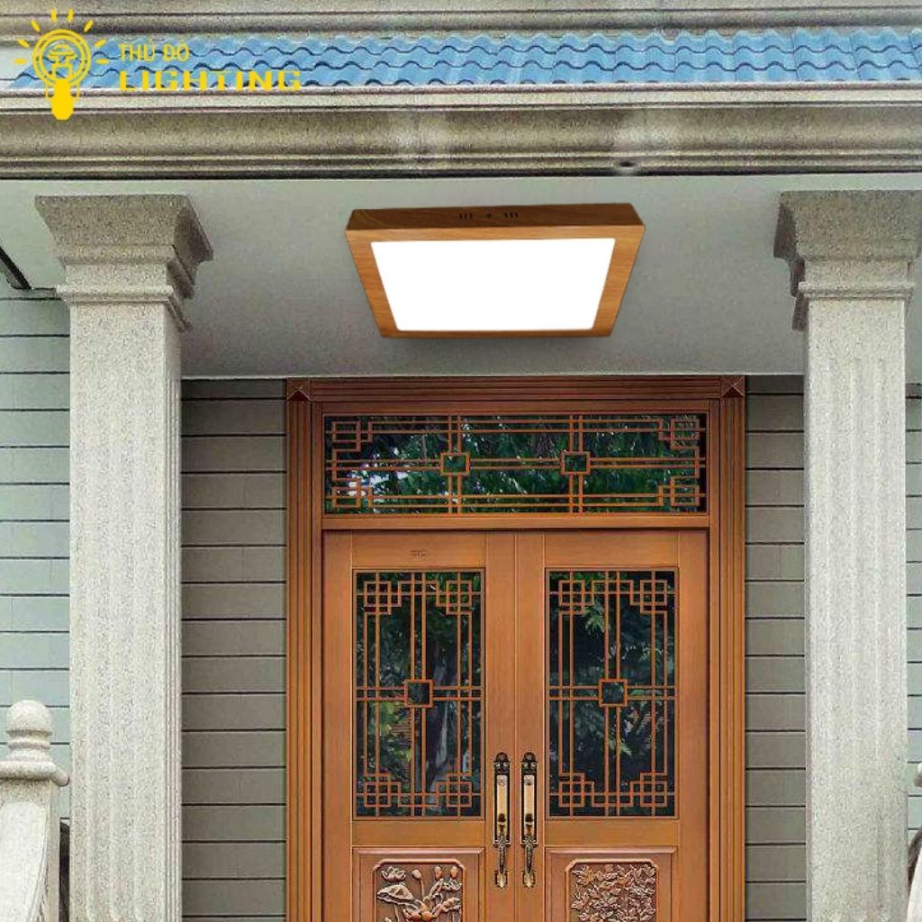 Đèn Ốp Trần Phòng Khách Panel Vân Gỗ Ánh Sáng Trắng THỦ ĐÔ LIGHTING Thiết Kế Độc Đáo Với Hình Vuông Và Hình Tròn
