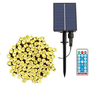 Đèn led dây năng lượng mặt trời 17m 100 led 8 kiểu nháy có remote