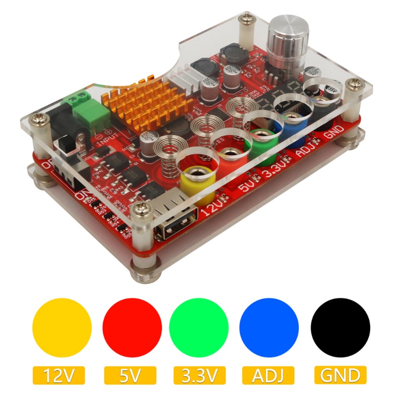 Bộ Bảng Mạch Nguồn ATX Acrylic Hỗ Trợ Núm Vặn Điện Áp 3.3V 5V 12V 1.8