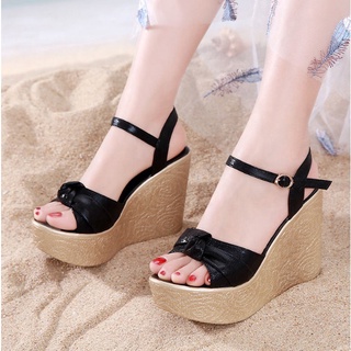 Giày sandan đế xuồng nơ cuộn 10f