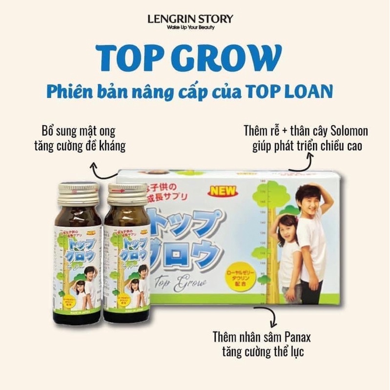 TOP GROW Vitamin Tăng Chiều Cao Cho Bé Nhật Bản - Hộp 10 chai