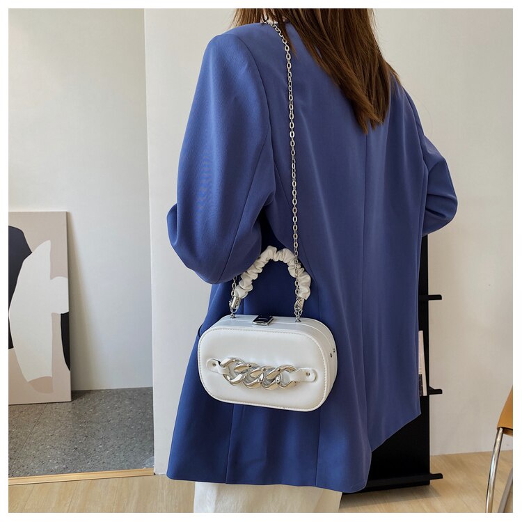 Túi xách đeo chéo vai JASMIN NOIR hình hộp vuông phối dây xích chất lượng cao thời trang độc chất lượng cao đáo cho nữ
