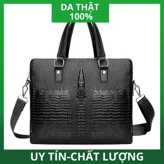 [ HÀNG CAO CẤP ] Cặp Đựng Laptop, Túi Xách Da Bò Thật Vân Cá Sấu Sang Trọng Đẳng Cấp