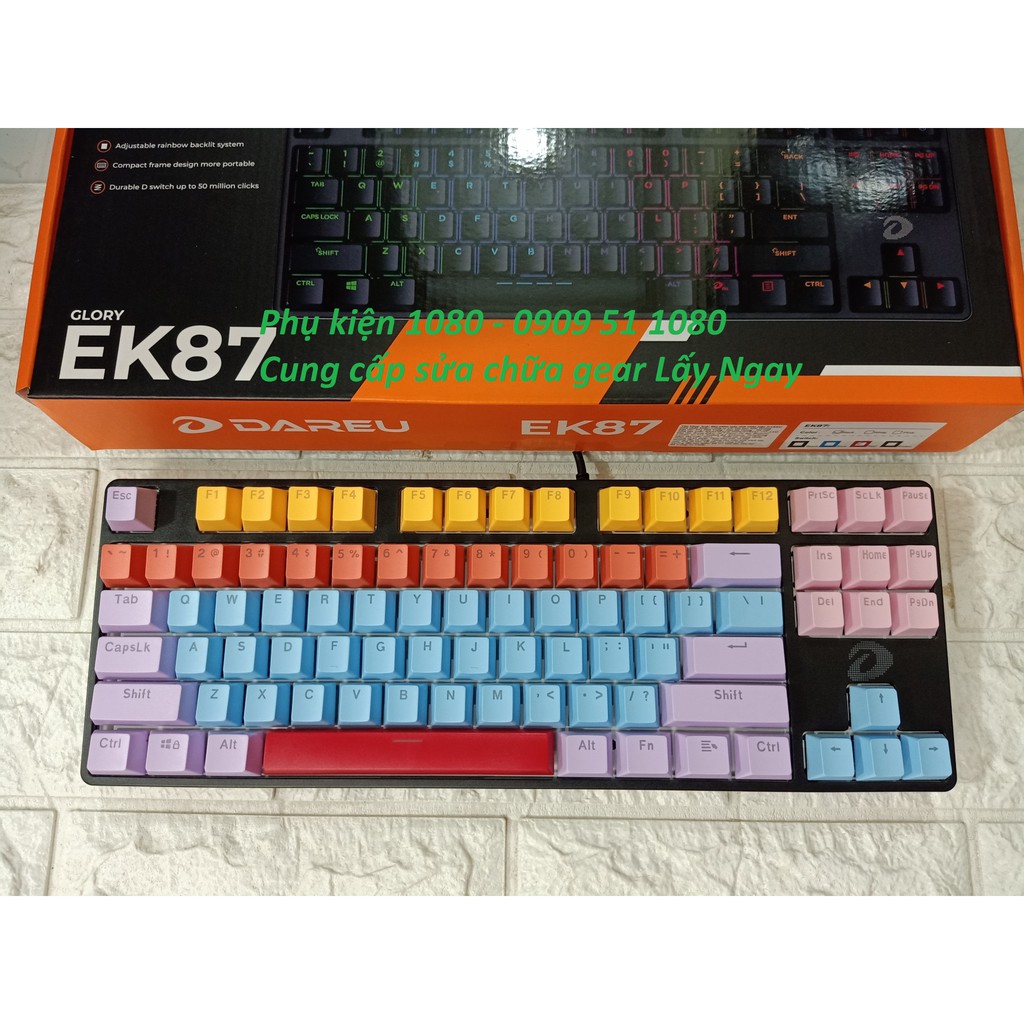 Bàn phím cơ Dareu EK87 keycap nhiều màu