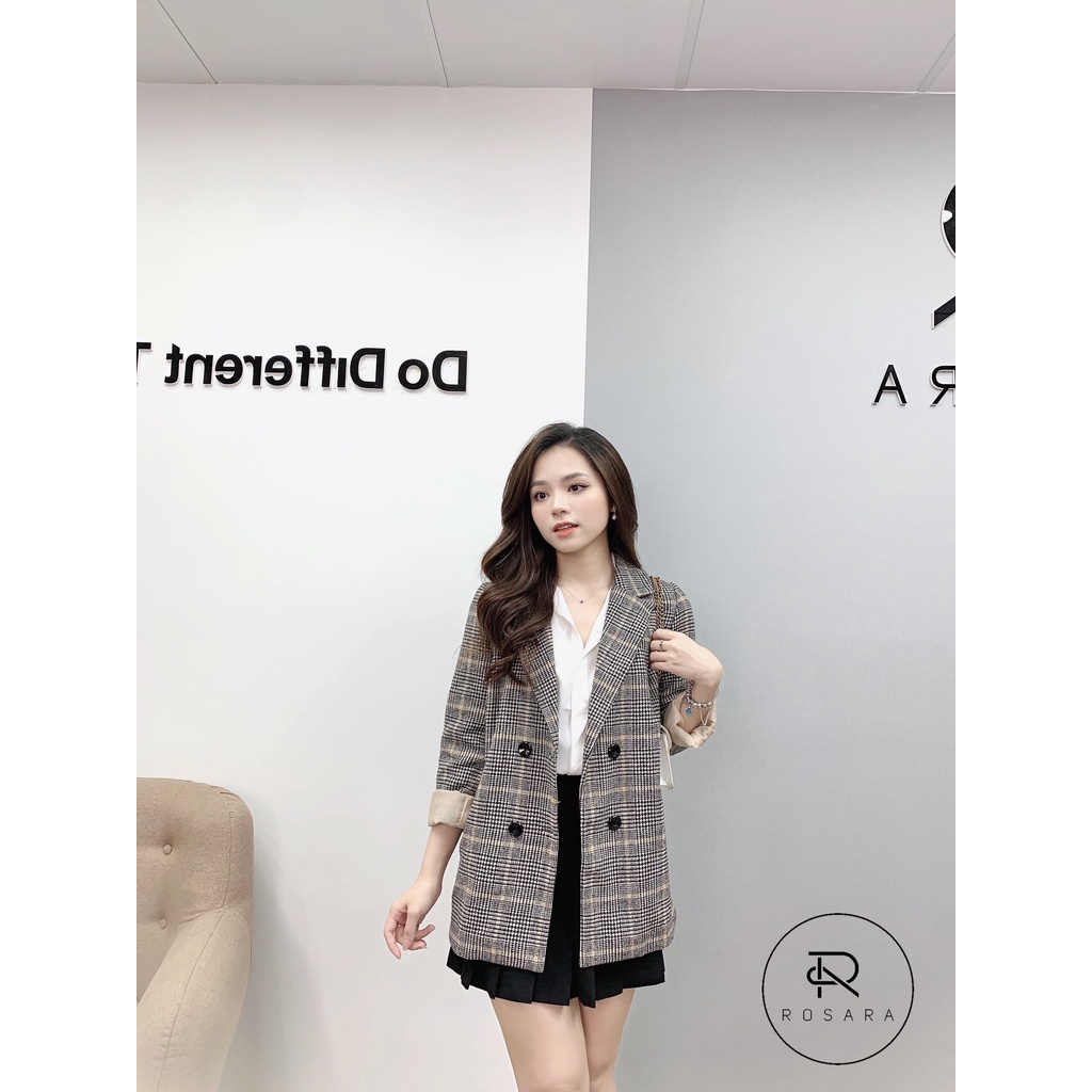 ÁO VEST DẠ KẺ NỮ 2 LỚP CÓ ĐỘN VAI KH01 | BigBuy360 - bigbuy360.vn