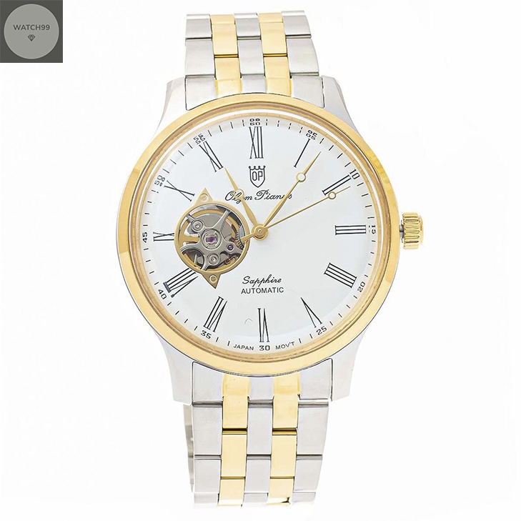 Đồng hồ nam dây kim loại Olym Pianus OP9914 OP99141-71 OP99141-71AGSK chính hãng kính sapphire cong lồi đáy lộ cơ