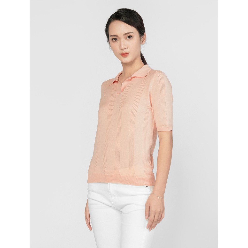 Áo len nữ cổ bẻ ngắn tay 6TE18W045 CANIFA