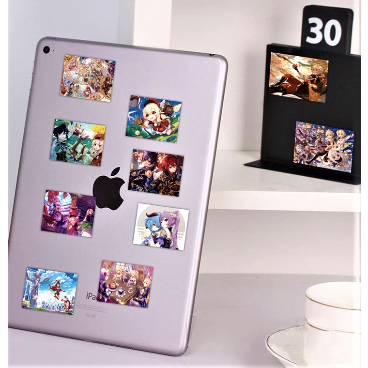 Combo 50 sticker dán in hình nhân vật Genshin Impact dùng trang trí