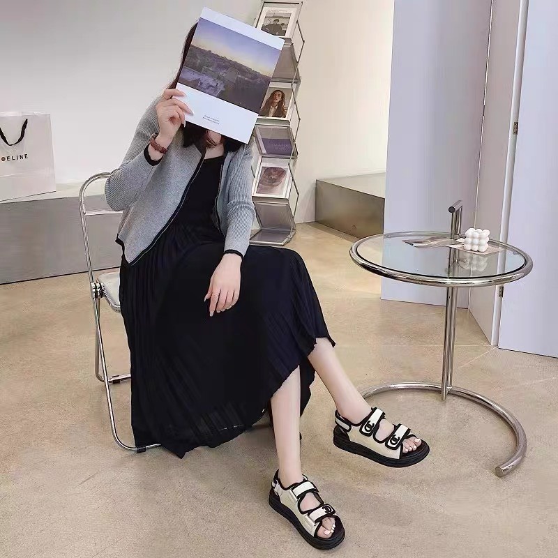 Dép Sandal Nữ Quai Dán Đế Bánh Mì Cao 2cm QC Cao Cấp TRINH LÊ SHOP GIÀY DÉP