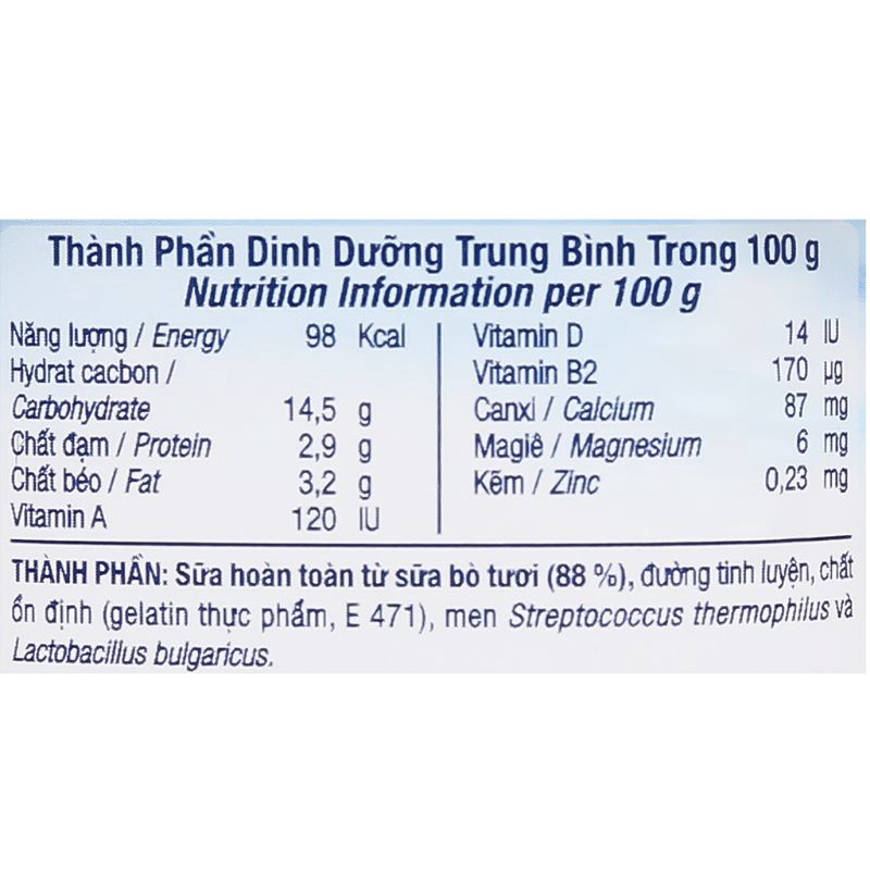 Lốc 4 hộp sữa chua TH True Yogurt có đường 100g