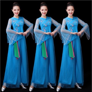Set trang phục múa quạt phong cách Trung Hoa cổ điển thời trang hè năm 2021