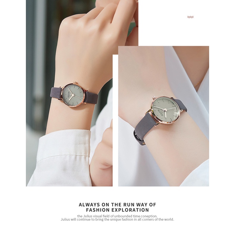 Đồng Hồ Quartz Julius Mặt Tròn Thiết Kế Đơn Giản Tinh Tế Thời Trang Xuân Hè Cho Nữ 963