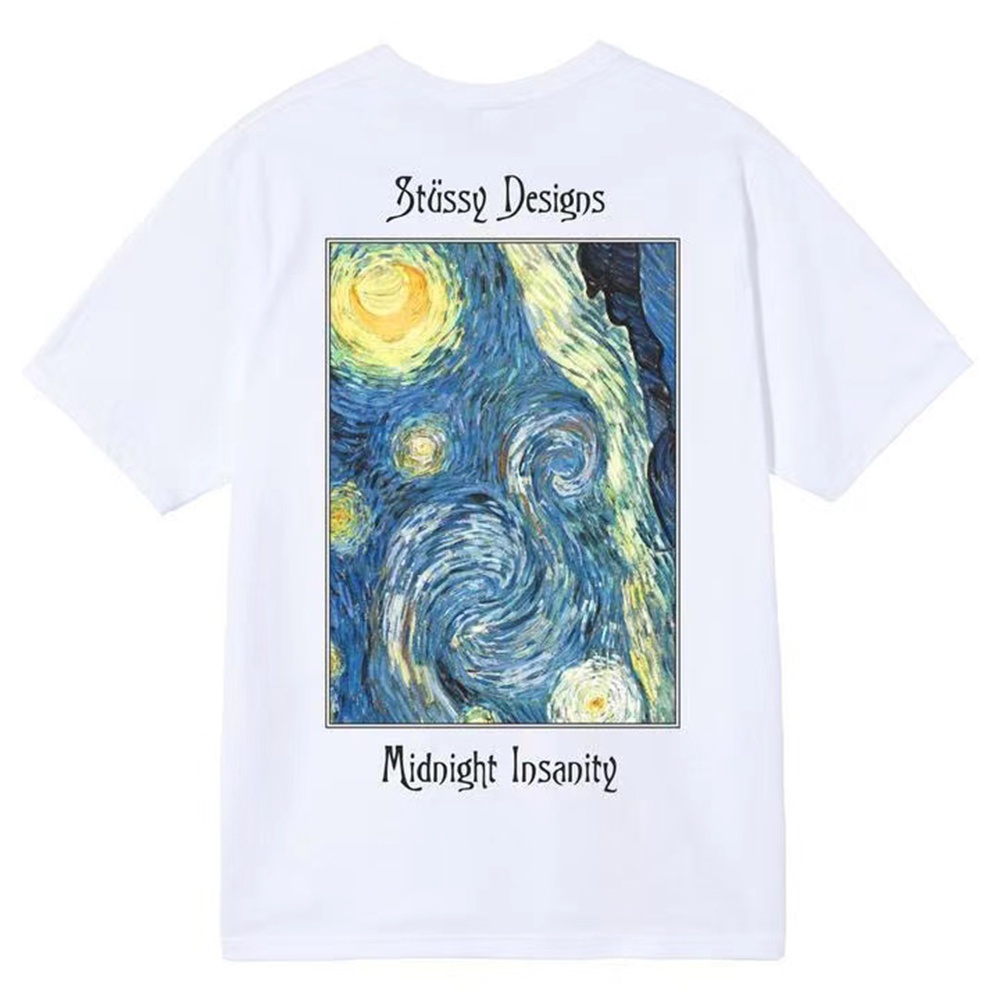 Áo thun Stussy in họa tiết tranh vẽ cá tính trẻ trung hợp thời trang