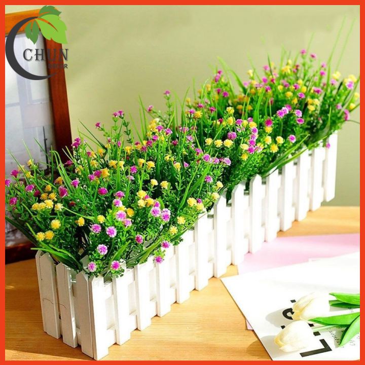 Hoa giả, hàng rào hoa cắm sẵn 50cm trang trí ban công, trang trí chân tường, cửa sổ, giỏ hoa hàng rào trang trí tường