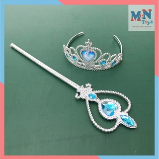 Set Bờm vương miện + gậy nữ hoàng Elsa cho bé gái chơi Trung Thu, hóa trang công chúa
