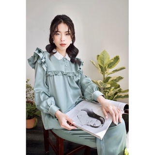 𝗛𝗮̀𝗻𝗴 𝗰𝗵𝗶́𝗻𝗵 𝗵𝗮̃𝗻𝗴 set đồ ngủ pyjama peony nhún ngực lụa mềm mịn cao cấp - o.n workshop