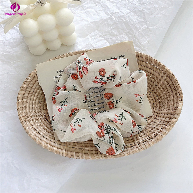 Dây Buộc Tóc Co Dãn Họa Tiết Hoa Phong Cách Retro Cho Nữ