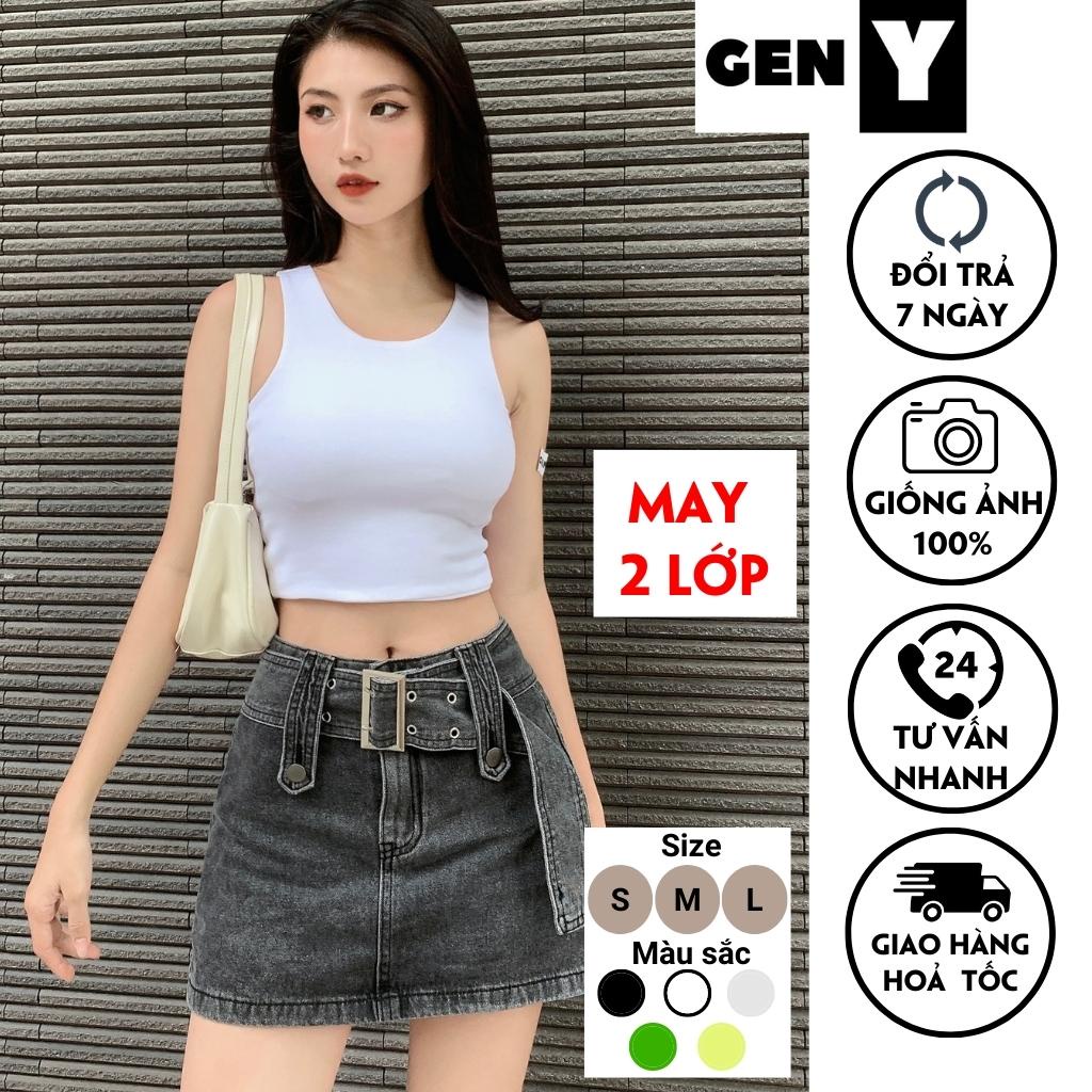 Áo ba lỗ nữ trơn nhiều màu may 2 lớp GenY, áo croptop ba lỗ ôm body chất vải mềm mịn, thoáng mát, co giãn tốt