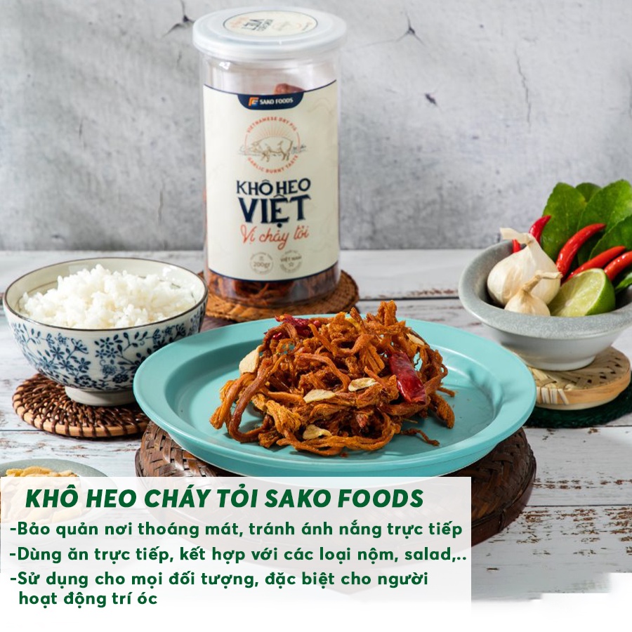 Khô Heo Cháy Tỏi Sako Foods giòn ngon đậm vị, Hộp 200g, đồ ăn vặt siêu ngon - Nuti Vegan | BigBuy360 - bigbuy360.vn
