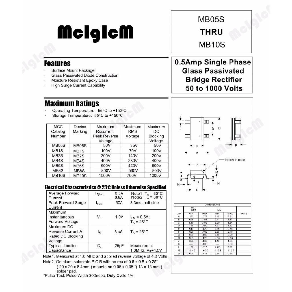 Bộ 3000 con cầu diode MCIGICM MB10S 0.5A 1000V MB10S SOP-4