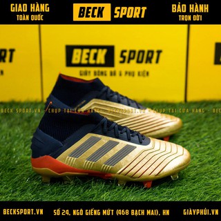 Giày Bóng Đá Predator 19.1 Đồng Vạch Đen Cao Cổ FG