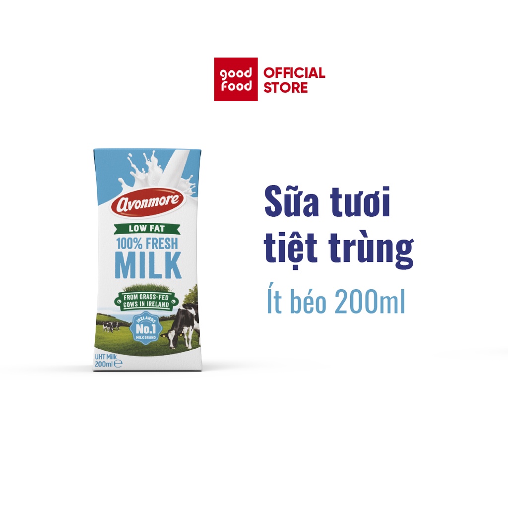 Sữa tươi ít béo tiệt trùng (không đường) Avonmore UHT Low Fat Milk 200ml giàu chất dinh dưỡng tốt cho sức khỏe (1 hộp)