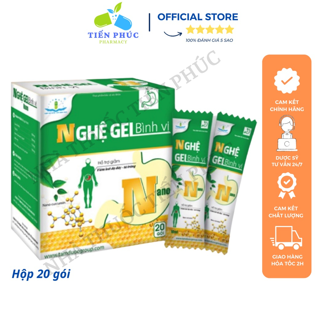 Nghệ Bình Vị Gel  - Hỗ Trợ Giảm Viêm Loét Dạ Dày Tá Tràng Hộp 20 gói
