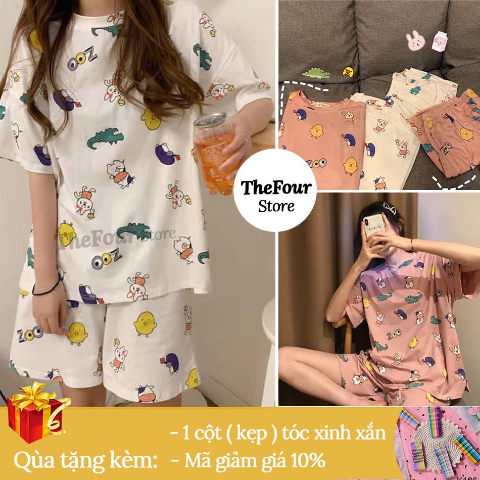 Bộ Ngủ Nữ ❤️ FREESHIP ❤️ Giảm 10K Nhập [DOHU10K] Set cộc tay mèo sunny love SIÊU HOT