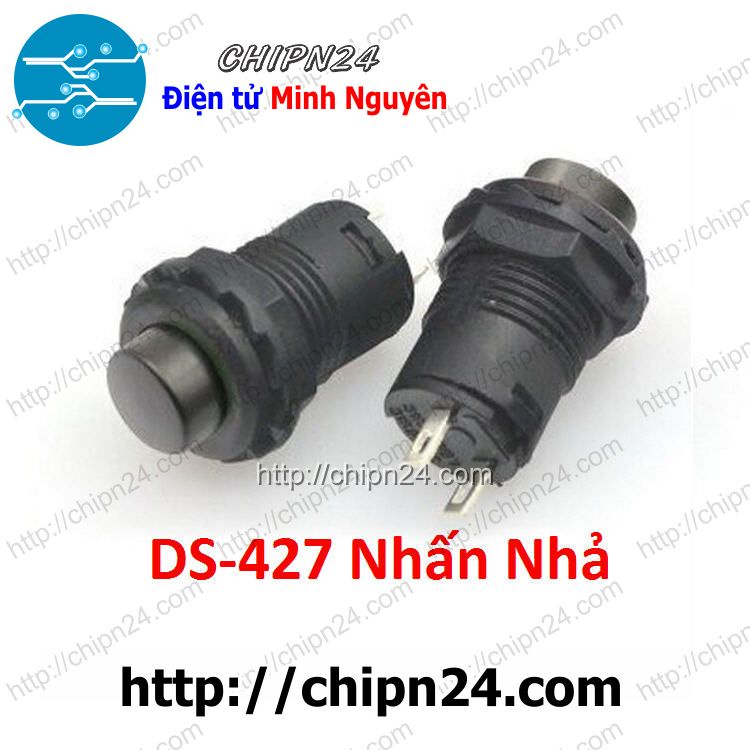 [2 CÁI] (G13) Nút nhấn Nhả DS-427 Đen (Đường kính 12MM)