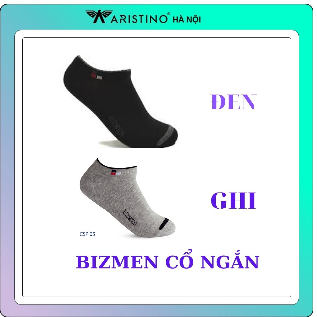 Tất vớ nam cổ ngắn BIZMEN kháng khuẩn khử mùi csp05- đen - ghi