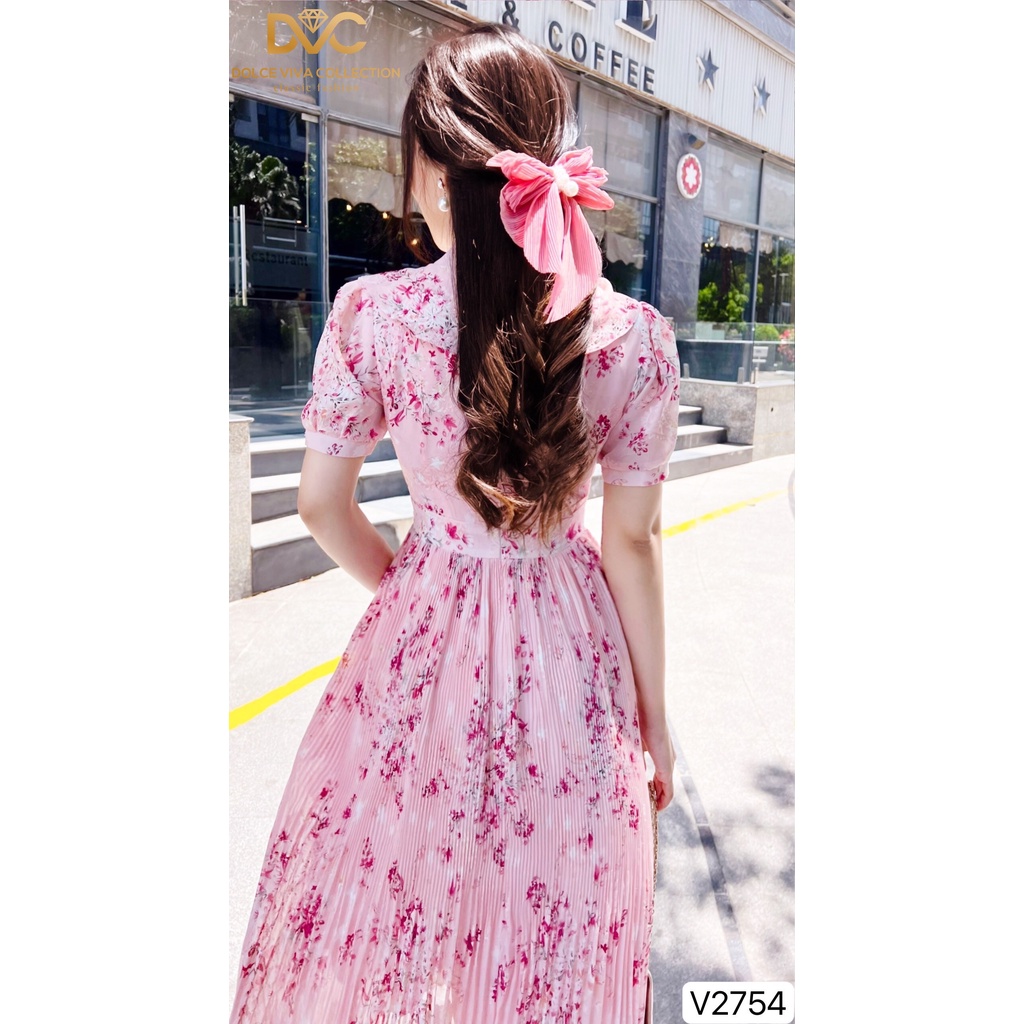 VÁY HOA NHÍ HỒNG CHÂN DẬP LY V2754 - DOLCE VIVA COLLECTION