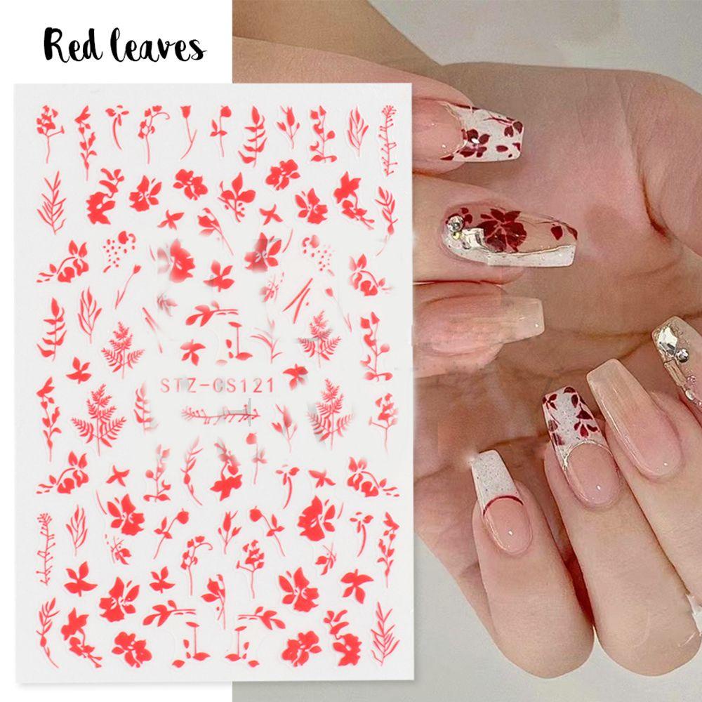 Hình Dán Móng Tay Họa Tiết Hoa Lá Đơn Giản DIY