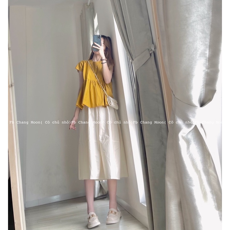 Set áo babydoll+ chân váy hàng quảng châu có bán lẻ( ảnh thật)