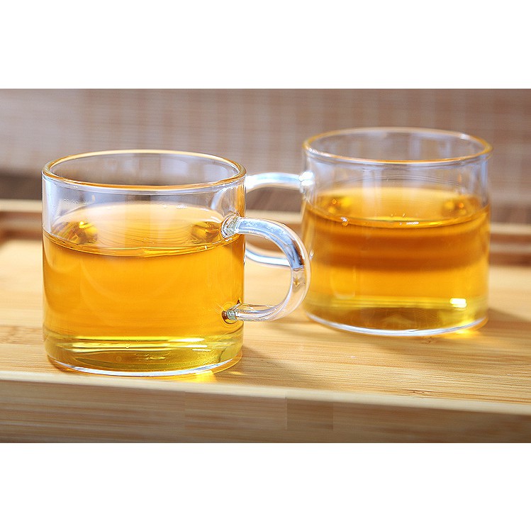 (SẴN) Cốc trà có quai 100ml - Cốc trà thủy tinh chịu nhiệt cao cấp Borosilicate, hàng xuất Âu