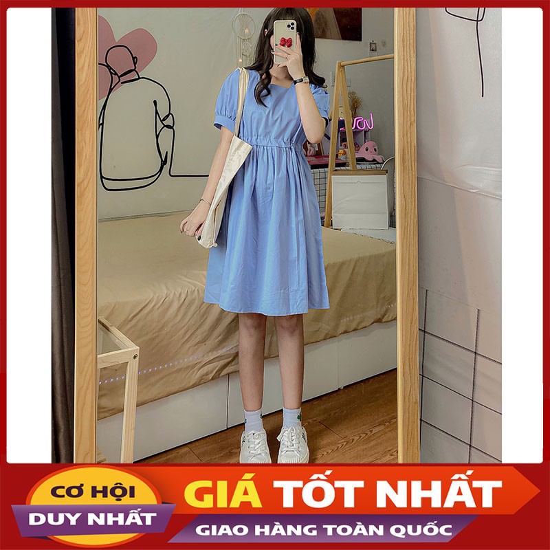 Váy Nữ Tay Bồng Rút Eo Cổ Vuông Đủ Size M6018-Violet
