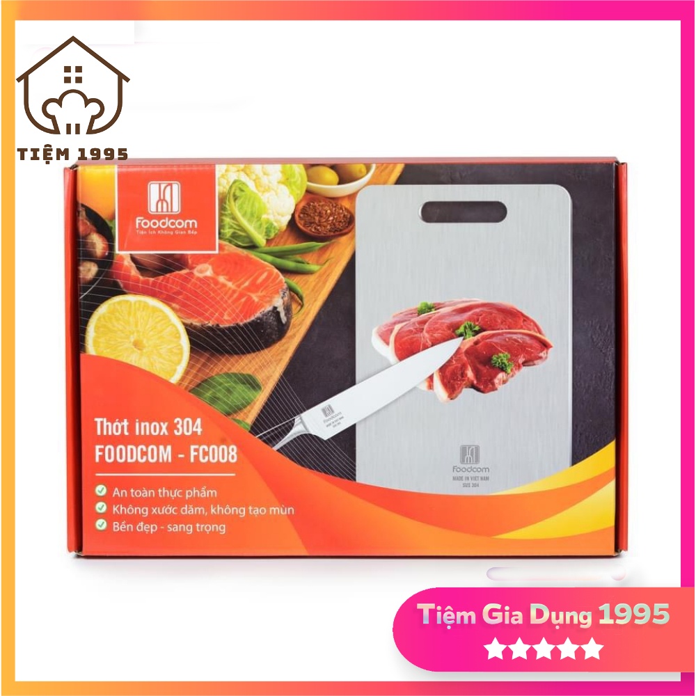 Thớt inox 304 FOODCOM FC008 cao cấp hàng Việt Nam hàng loại 1 dày dặn