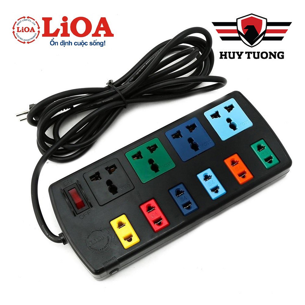 Ổ cắm điện LIOA 🚚 FREESHIP 🚚 Ổ cắm điện LIOA 4 lỗ, 6 lỗ, 10 lỗ có công tắc, dây dài 3m/5m 1000W - Huy Tưởng - HHNQ