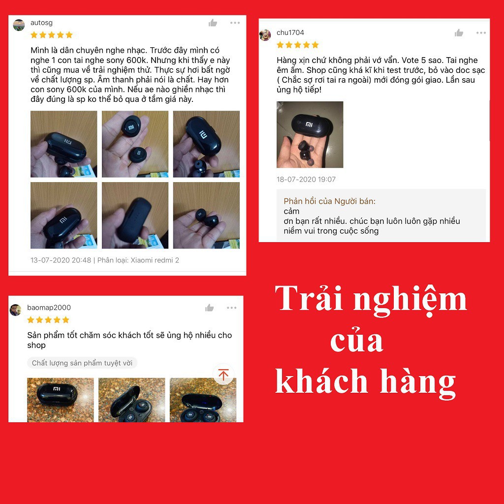 Tai Nghe Bluetooth 5.0 AirDots Redmi 2, Chất Âm Ấm, Bass Rõ Ràng,Kèm Đốc Sạc ,Cảm Biến Tự Động | BigBuy360 - bigbuy360.vn