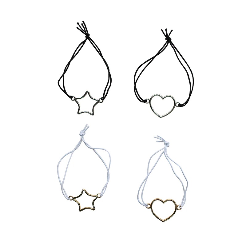 Daiso Đồ Cột Tóc Hair Rubber (2 Pieces Ring Heart Star)