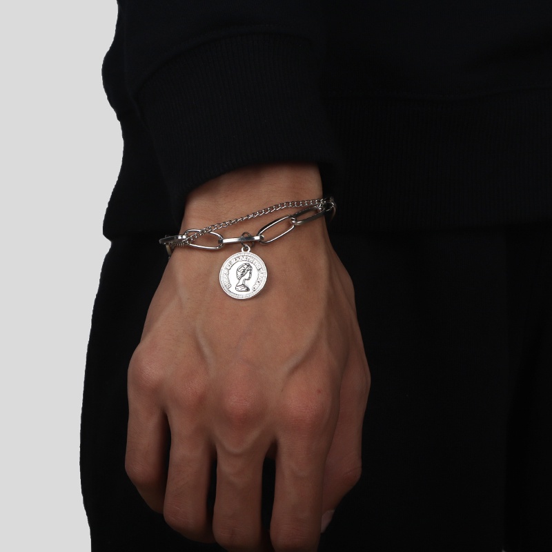 Vòng Tay Nhiều Lớp Mặt Hình Đồng Xu Phong Cách Âu Mỹ Cổ Điển Mới