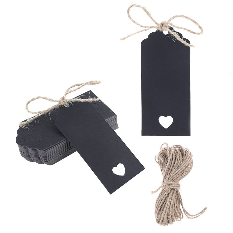 Set 100 Thẻ Giấy Kraft Trơn In Hình Trái Tim Trang Trí Đồ Thủ Công Đa Ứng Dụng