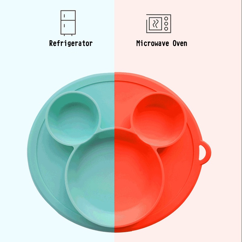 Bộ Đĩa Ăn Bằng Silicone Có Giác Hút Chống Trượt Cho Bé